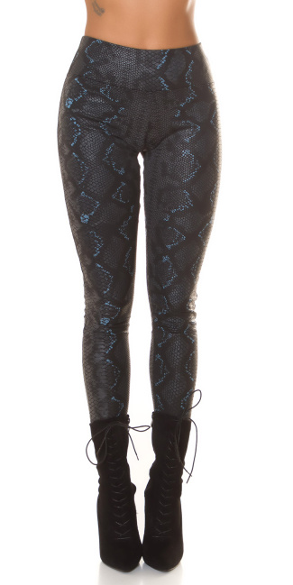 Sexy hoge taille faux leder leggings met slangen-print zwart